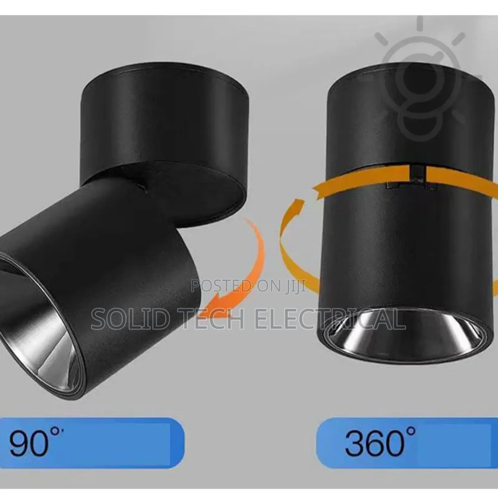 Led Black Reflector Adjustable Cylindrical Ceiling Mounted Spotlight