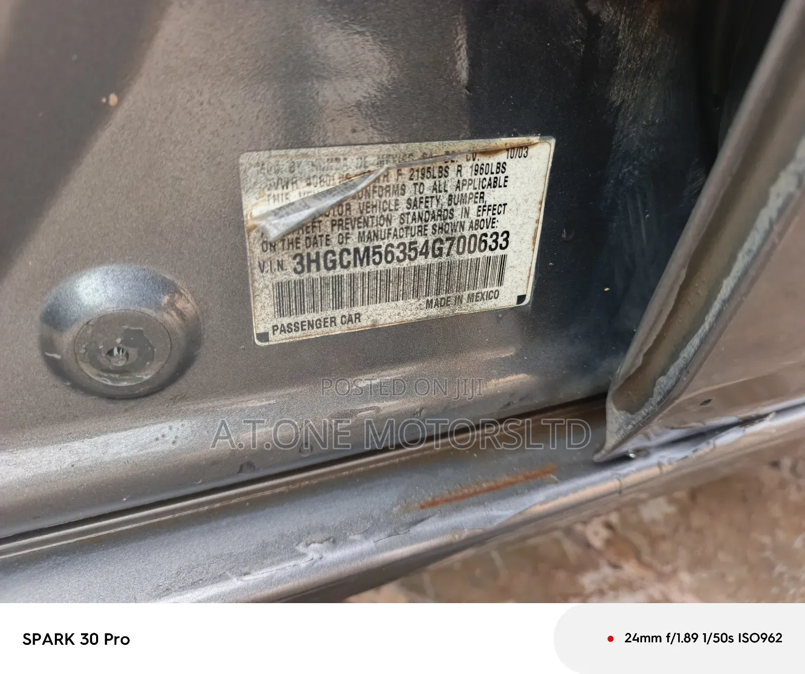 Honda Accord 2.4 Automatic 2003 Gray
