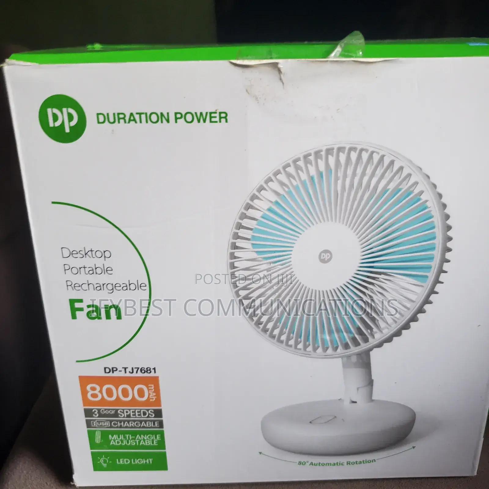 Desktop Portable Rechargeable Fan With Led Light