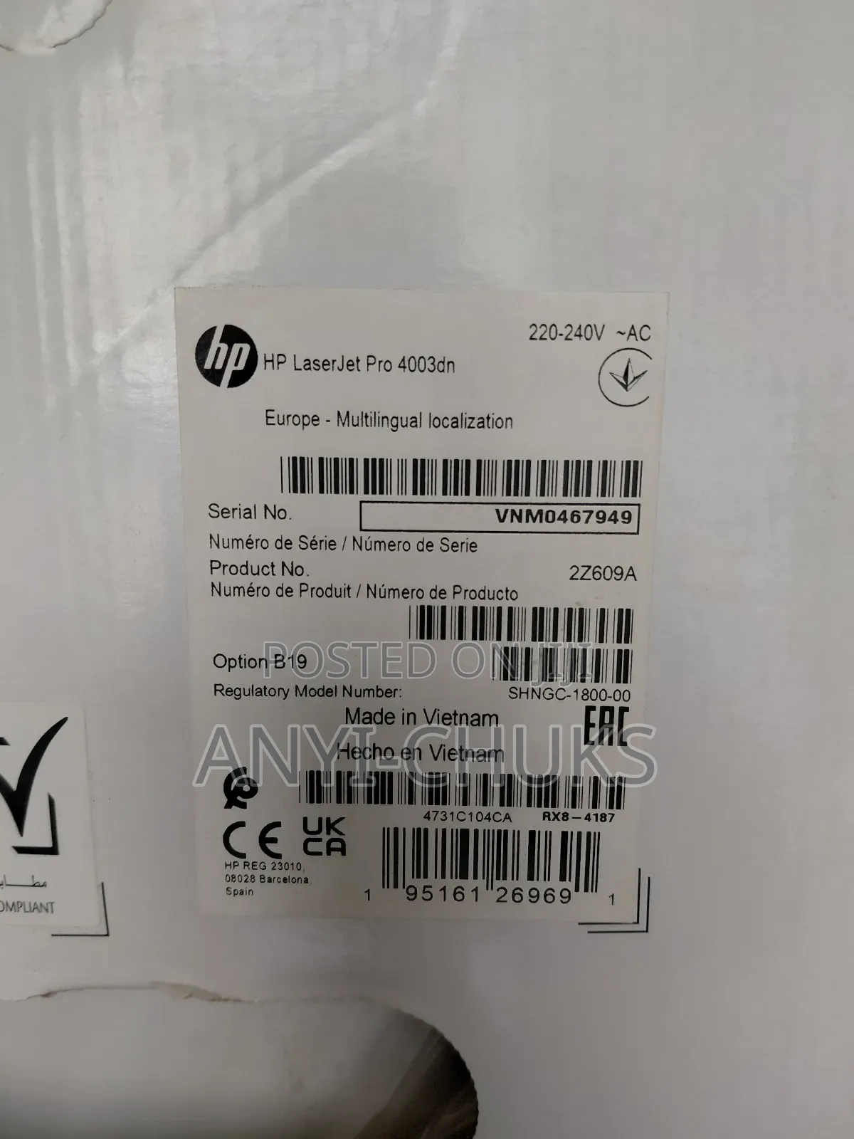 Hp Laserjet Pro M4003dn Printer
