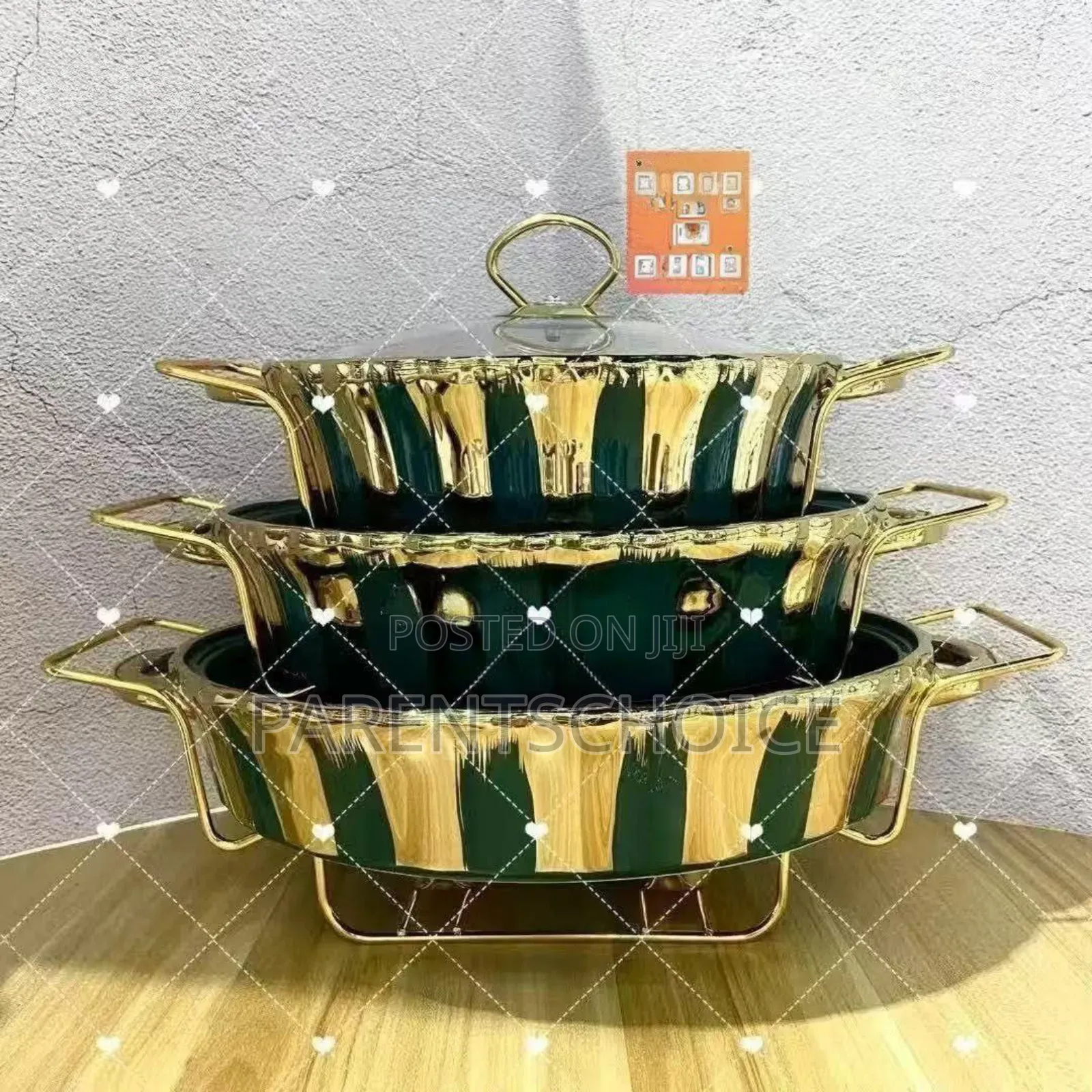 Set of 3 Ceramic Chaffing Dishes