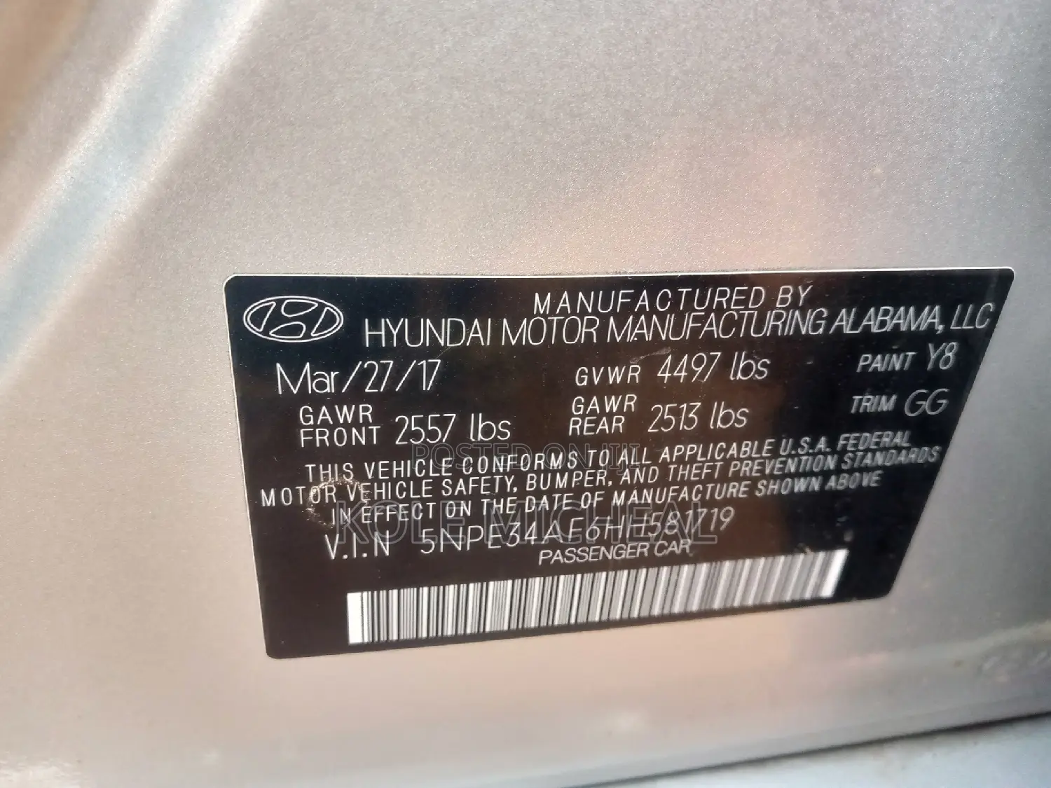 Hyundai Sonata 2017 Silver