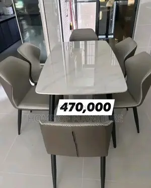 Marble Top 6-Seater Dining Table With 6 Chairs – Luxury Dining Set