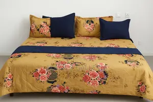 Rose Pure Cotton Reversible Duvet Bedsheet 4 Padded Pillow Covers