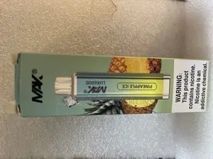 Max Lux6000 Disposable Vape Pod in the Pineapple Ice Flavor.