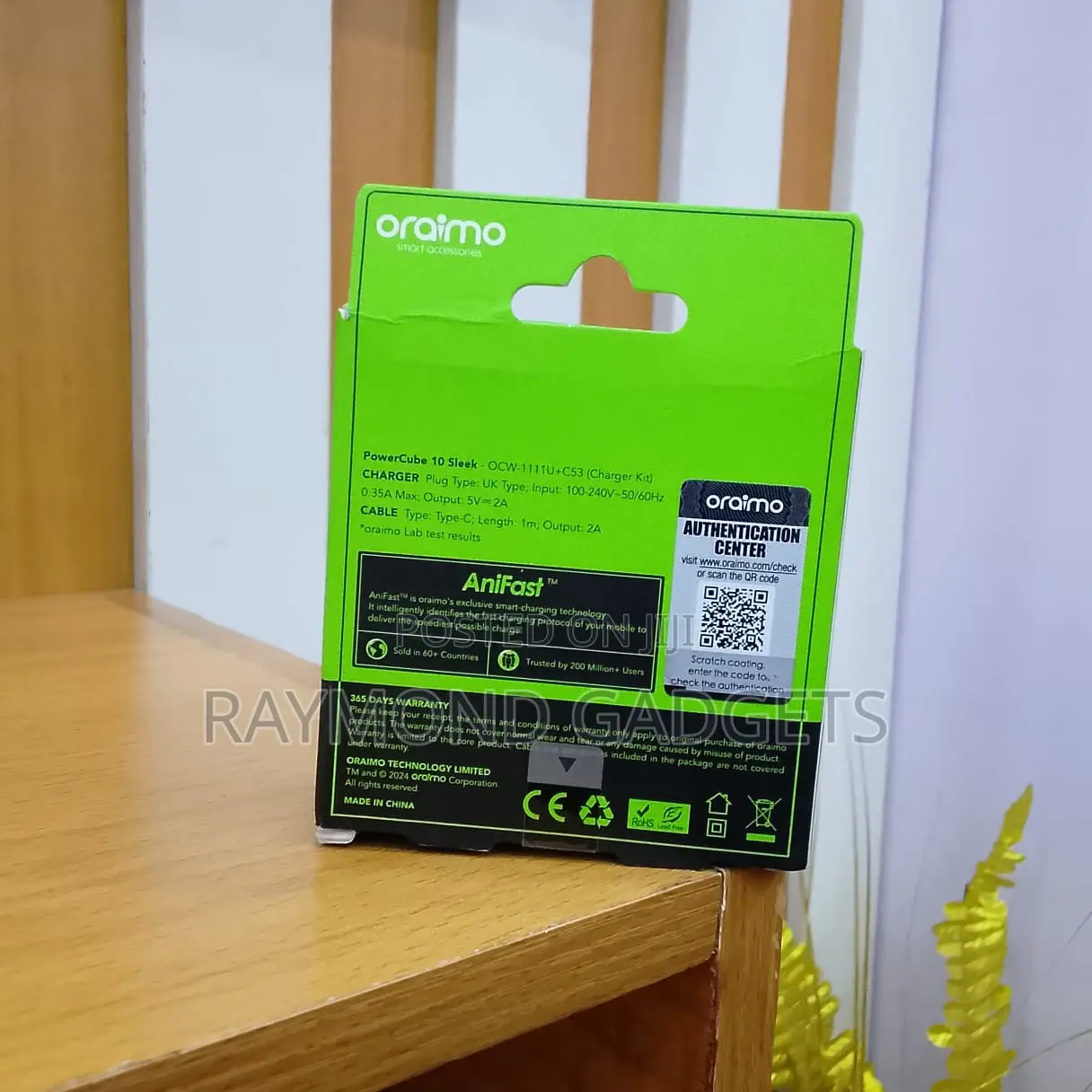 Oraimo Powercube 10 Sleek Charger + Type-c Cable