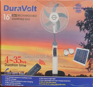 Duravolt 16" 3-in-1 Rechargeable Standing Fan (Model: DRF-3916).