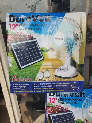 Duravolt 12-Inch 3-in-1 Rechargeable Table/Wall Fan