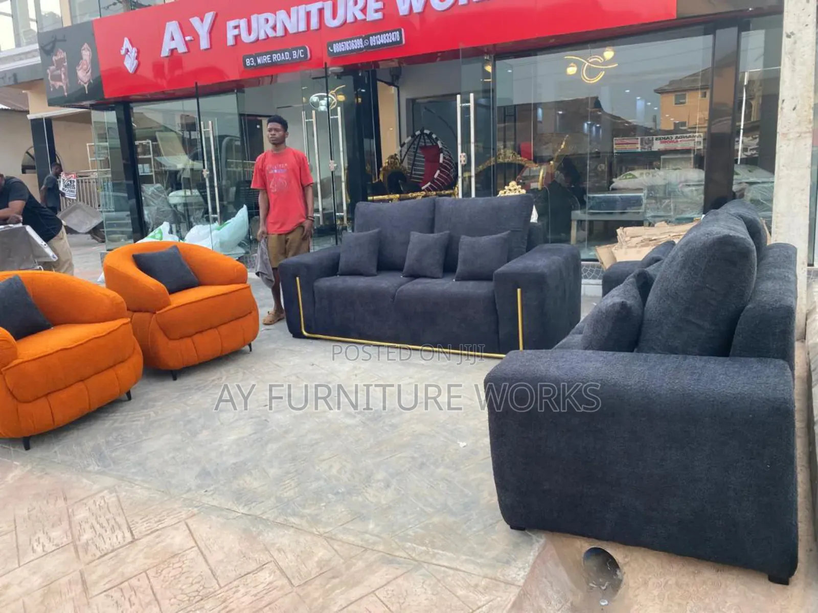 Orange And Black Colour Sofas