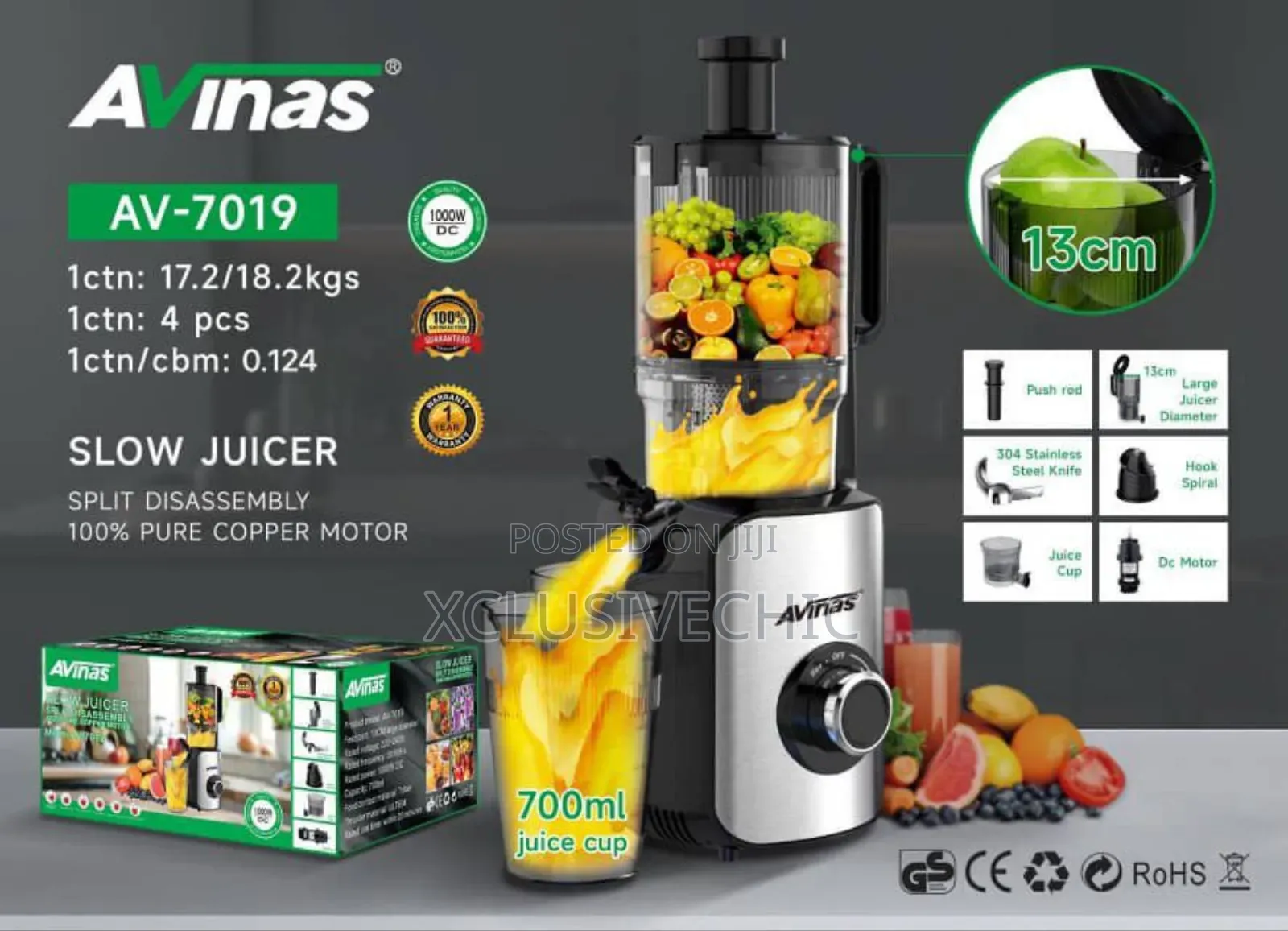 Avinas Slow Juicer With Pure Copper Motor