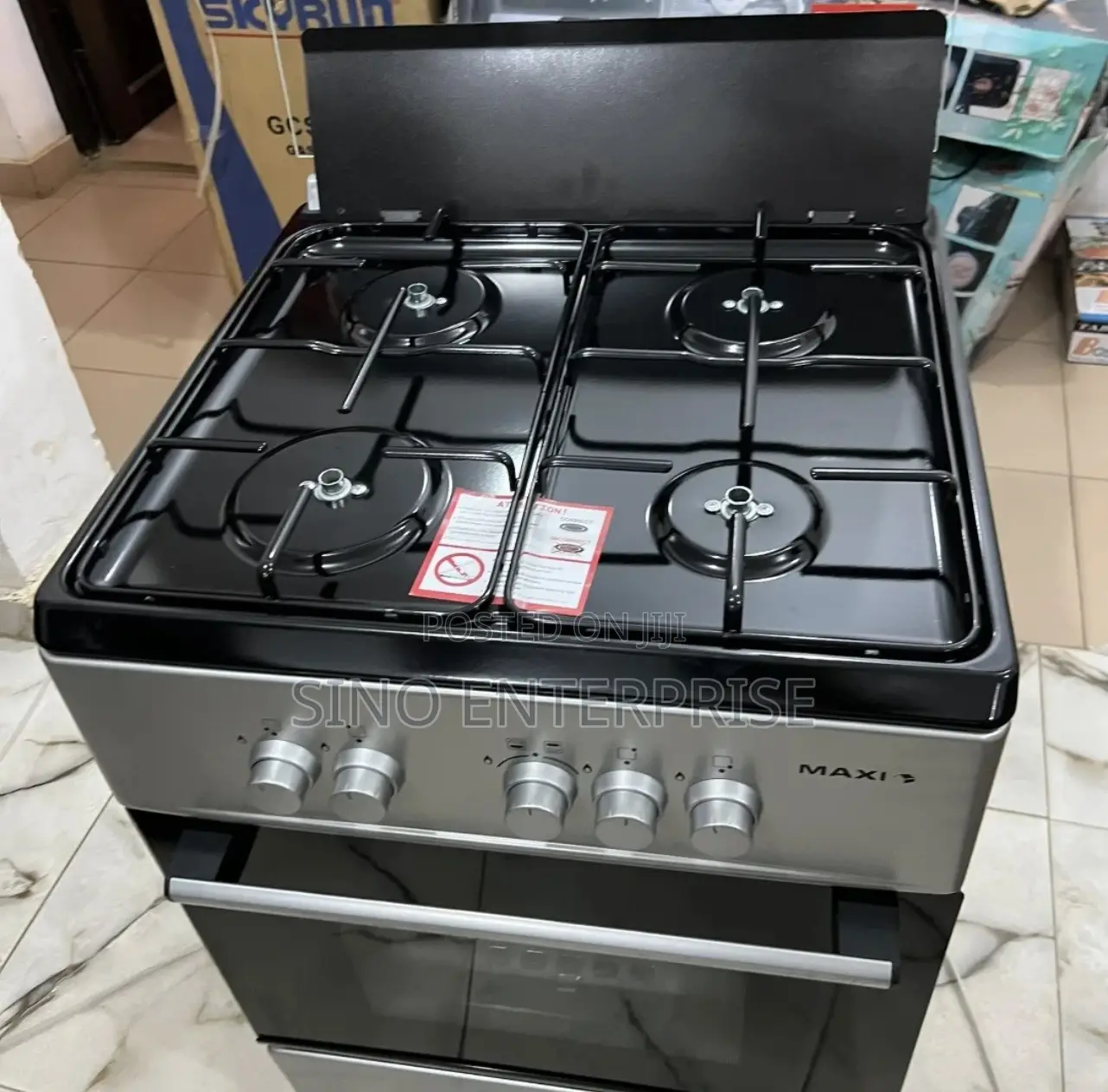 Maxi 4 Burner 60*60 Standing Gas Cooker | Maxi 6060 4b Basic Black