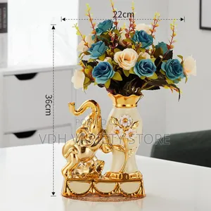 Ceramic Flower Vase With Artificial Flowers