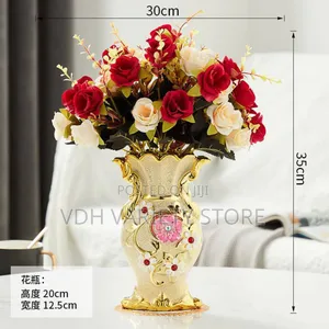 Ceramic Flower Vase With Artificial Flowers