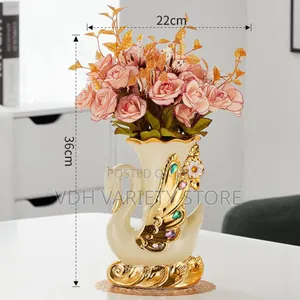 Ceramic Flower Vase With Artificial Flowers