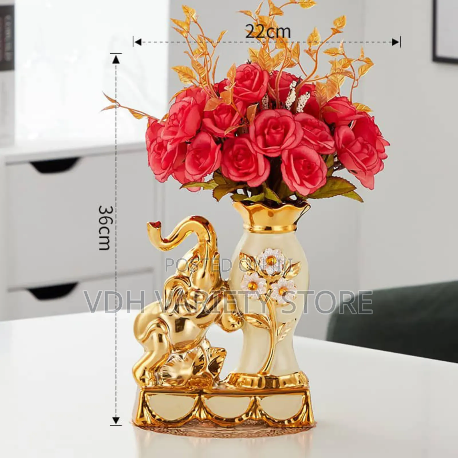 Ceramic Flower Vase With Artificial Flowers