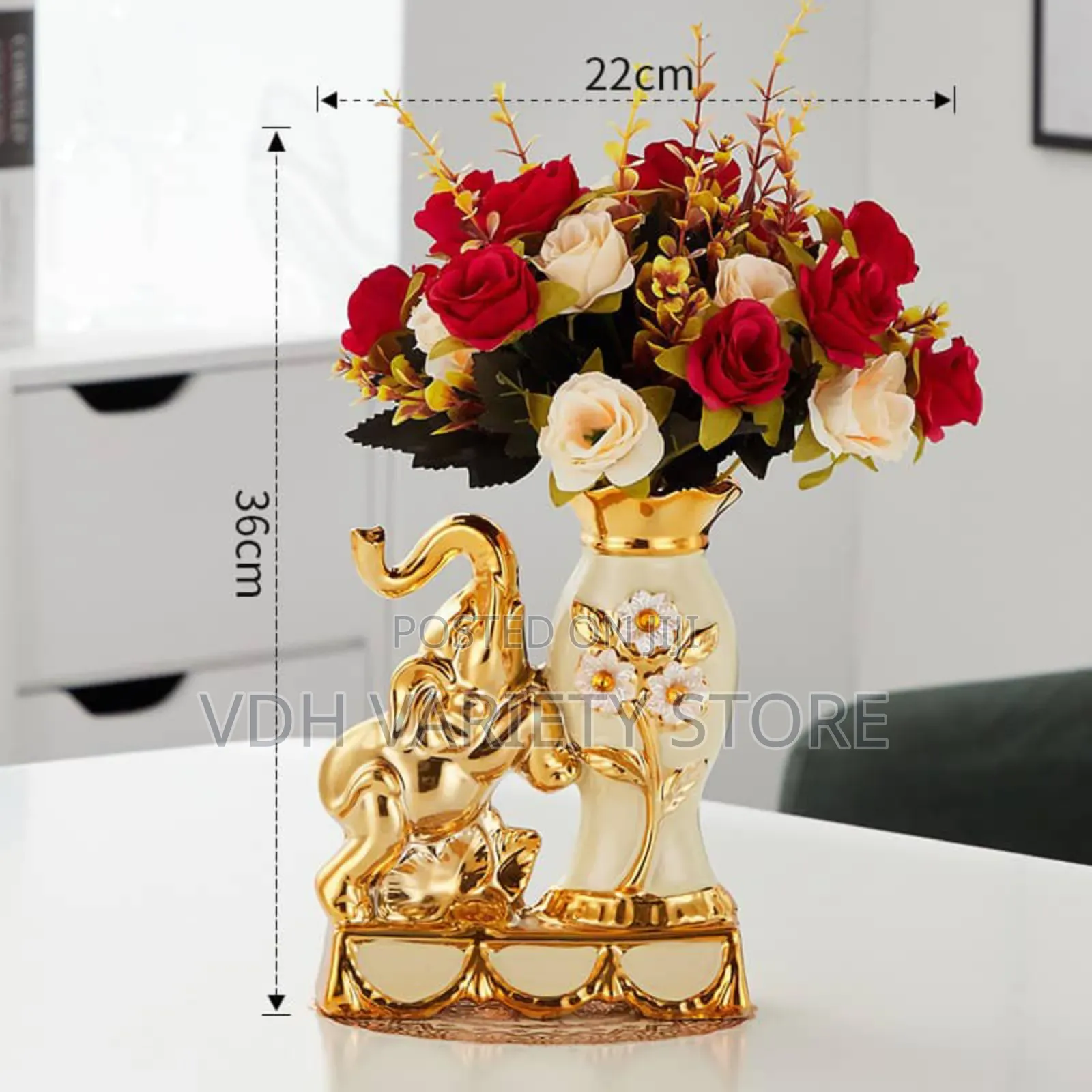 Ceramic Flower Vase With Artificial Flowers