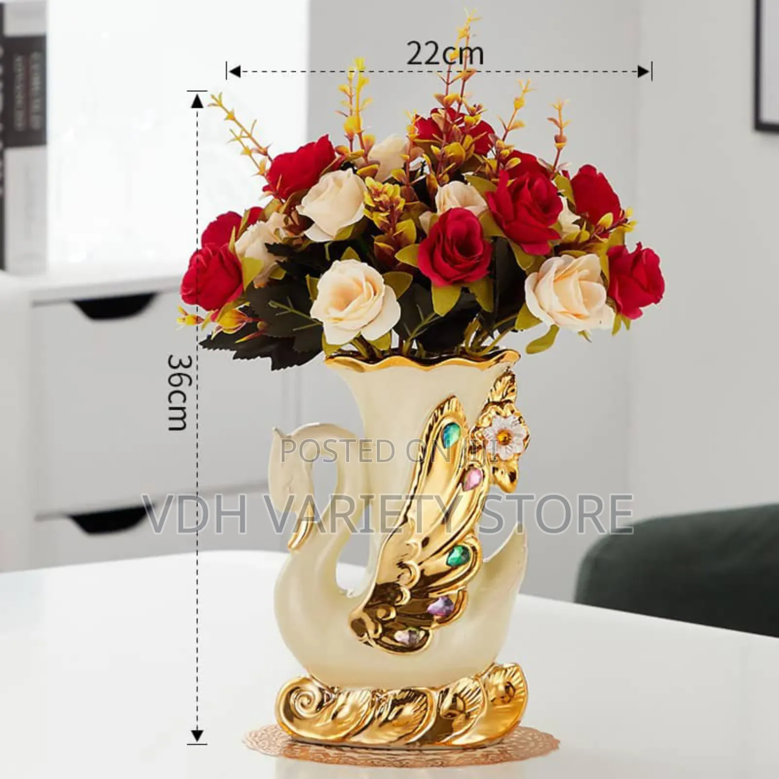 Ceramic Flower Vase With Artificial Flowers