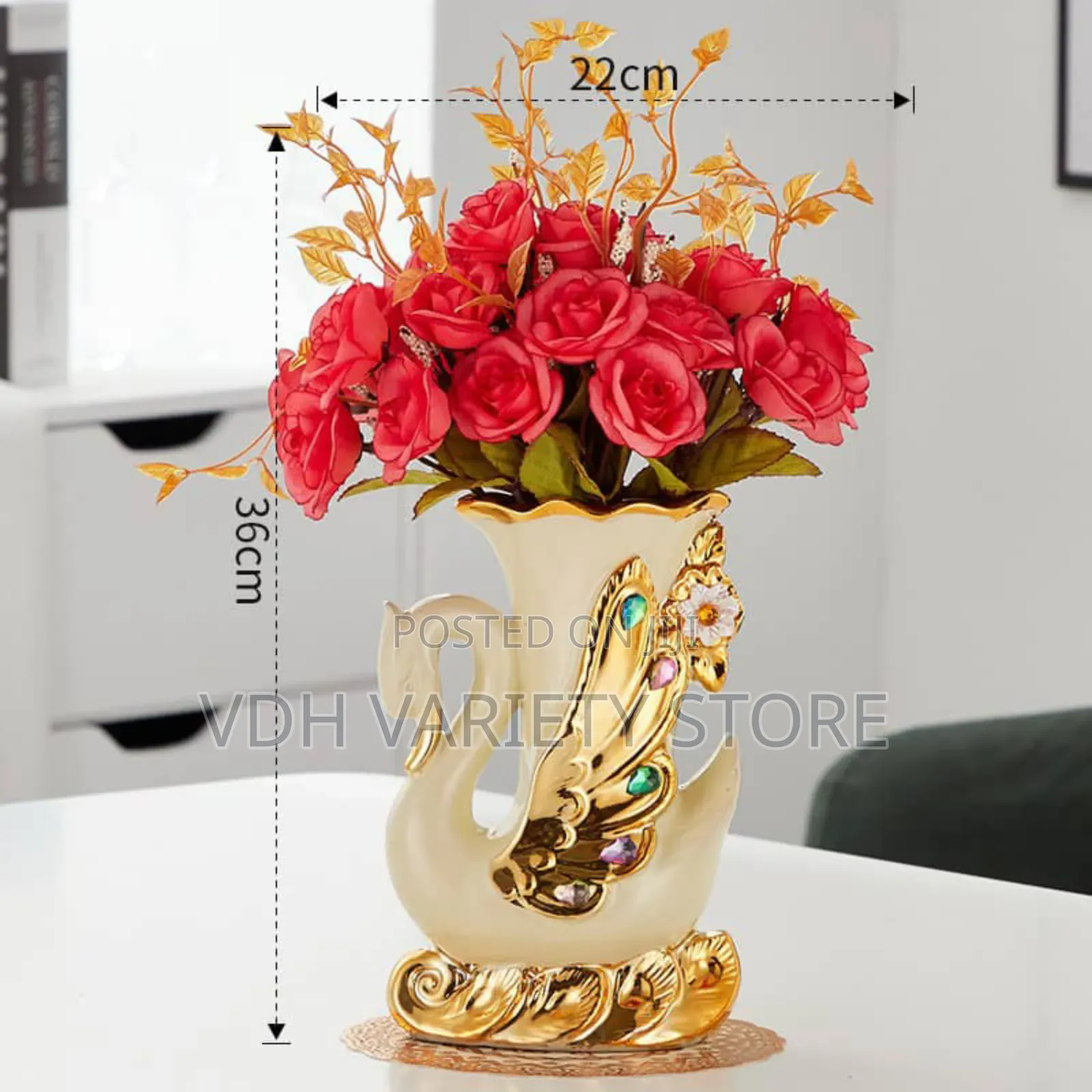 Ceramic Flower Vase With Artificial Flowers