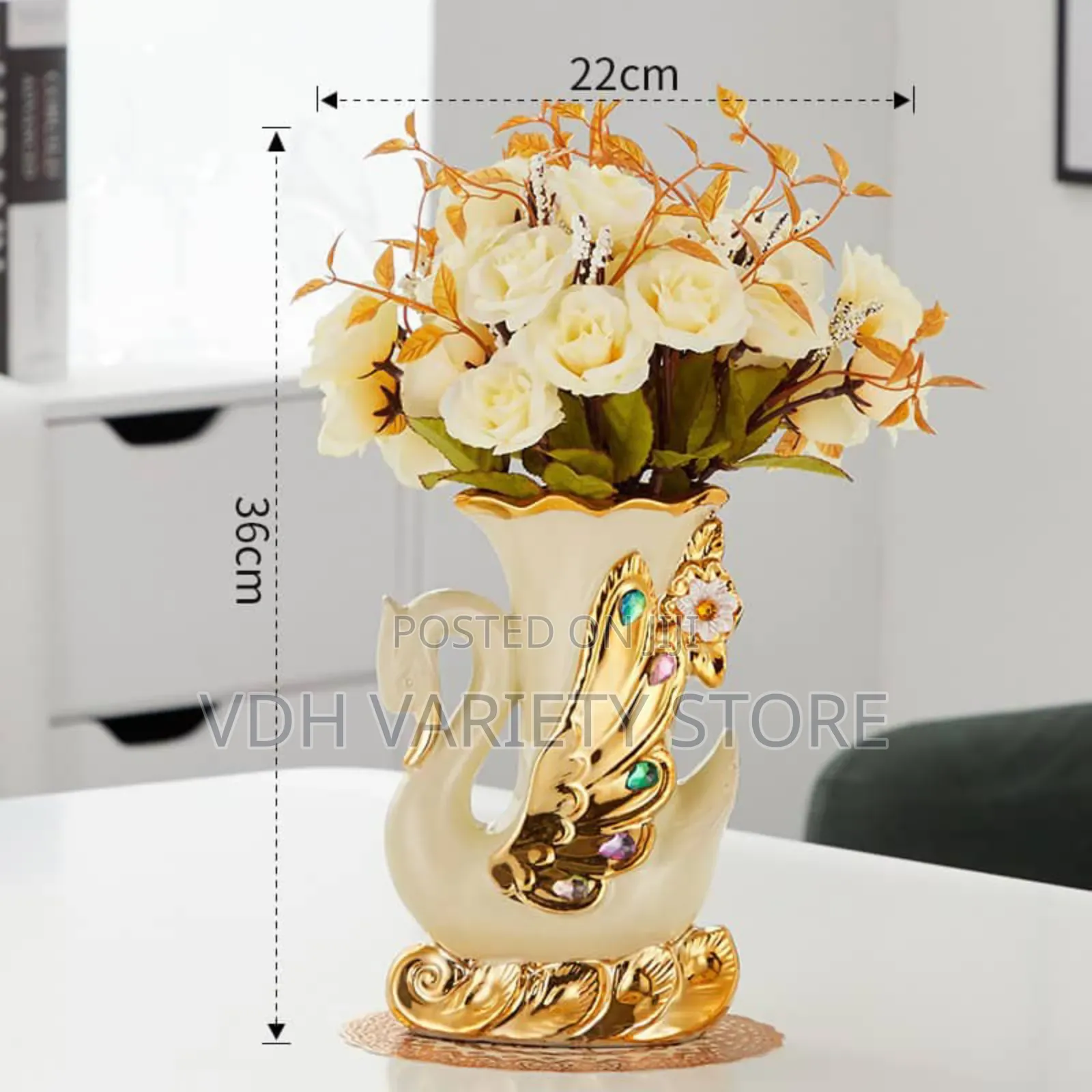 Ceramic Flower Vase With Artificial Flowers