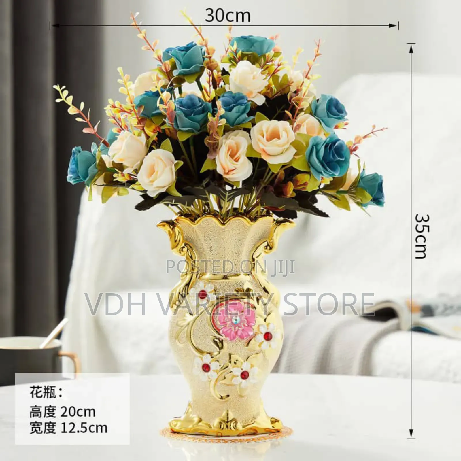 Ceramic Flower Vase With Artificial Flowers
