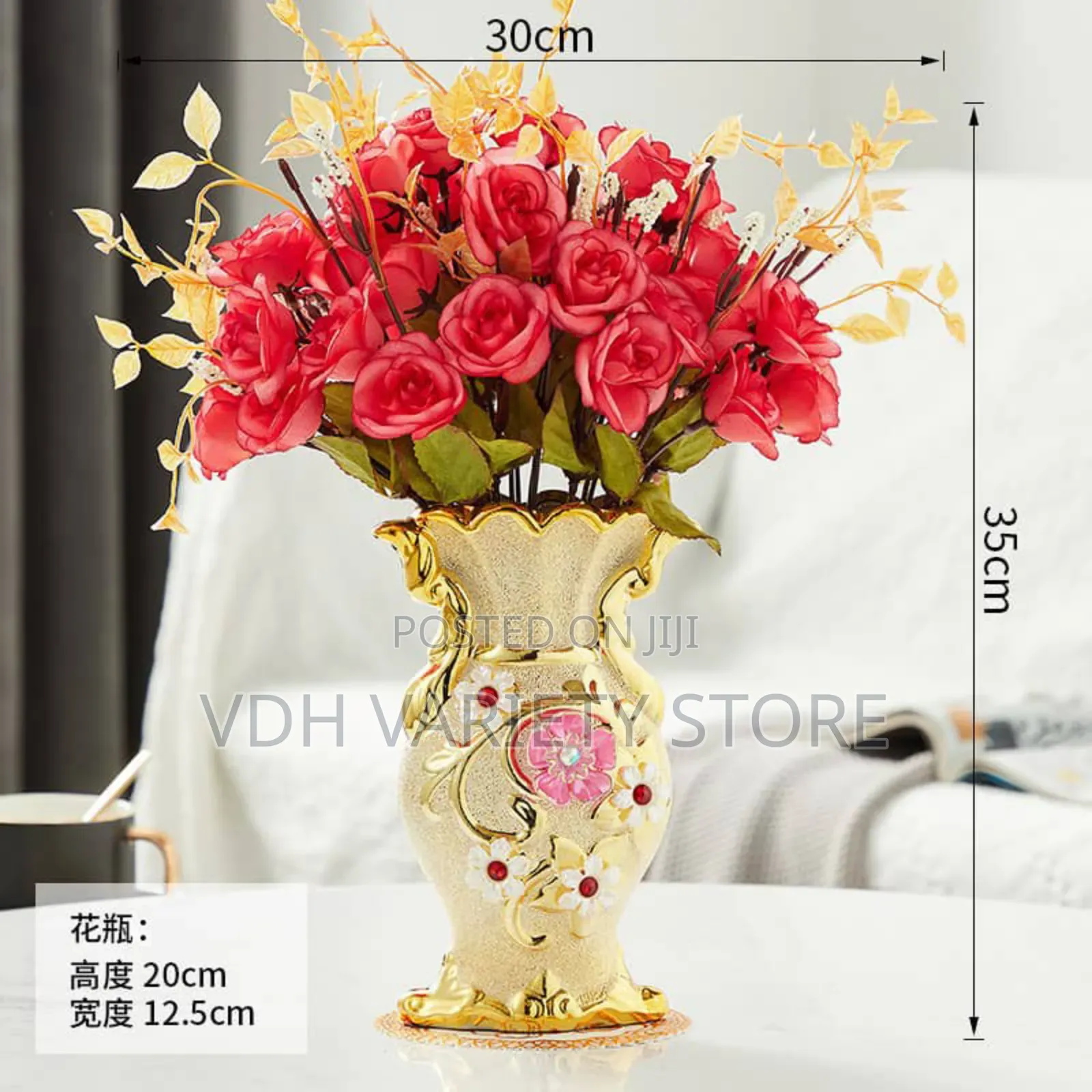 Ceramic Flower Vase With Artificial Flowers