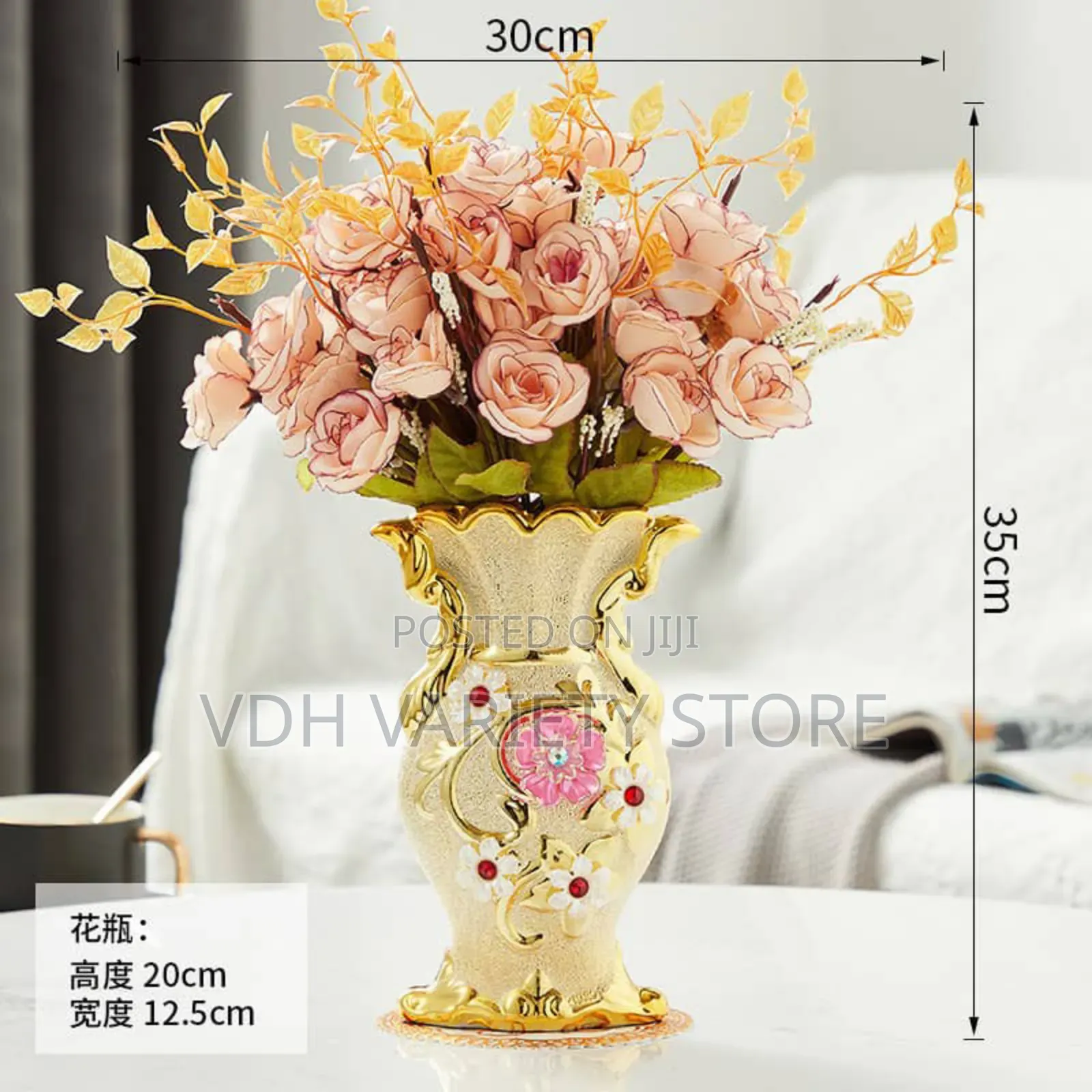 Ceramic Flower Vase With Artificial Flowers