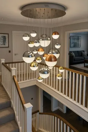 Sphere Chandelier or Long Drop Led Glitter Ball Pendant .
