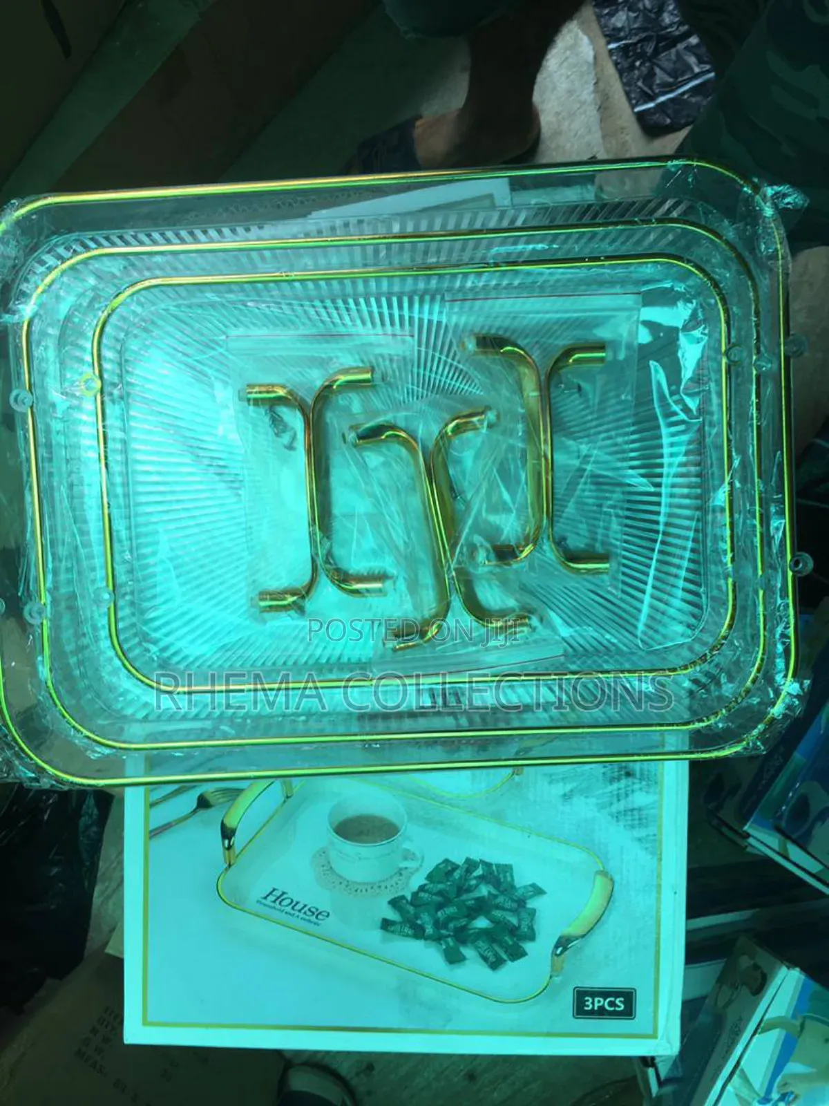 3in1 Quality Transparent Crystal Rectangular Shape Serving Tray