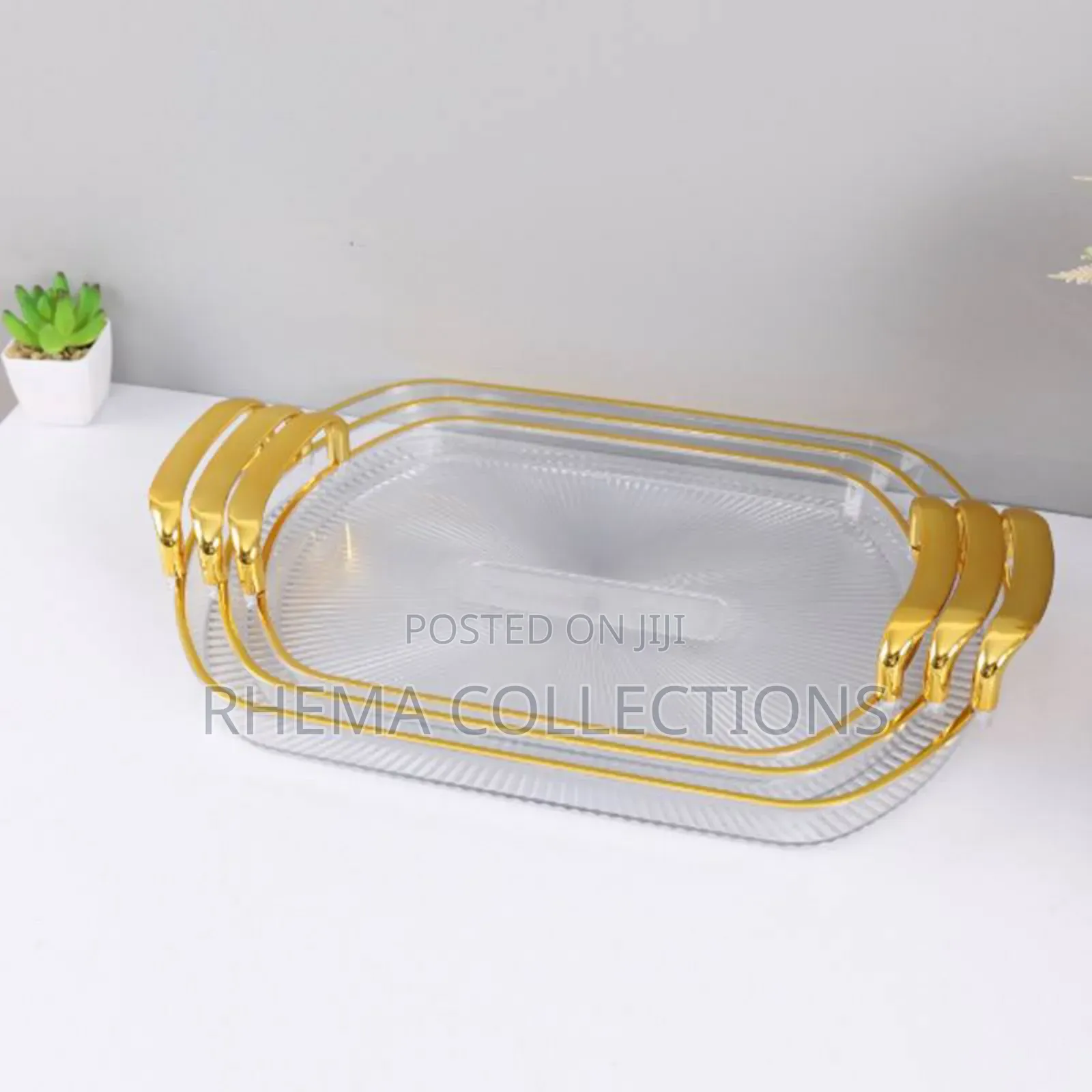 3in1 Quality Transparent Crystal Rectangular Shape Serving Tray