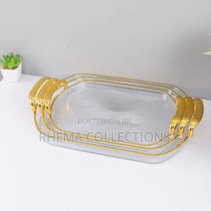 3in1 Quality Transparent Crystal Rectangular Shape Serving Tray