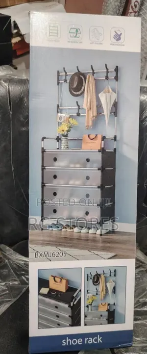 5 Step Shoe and Hat Rack With Plastic Cover