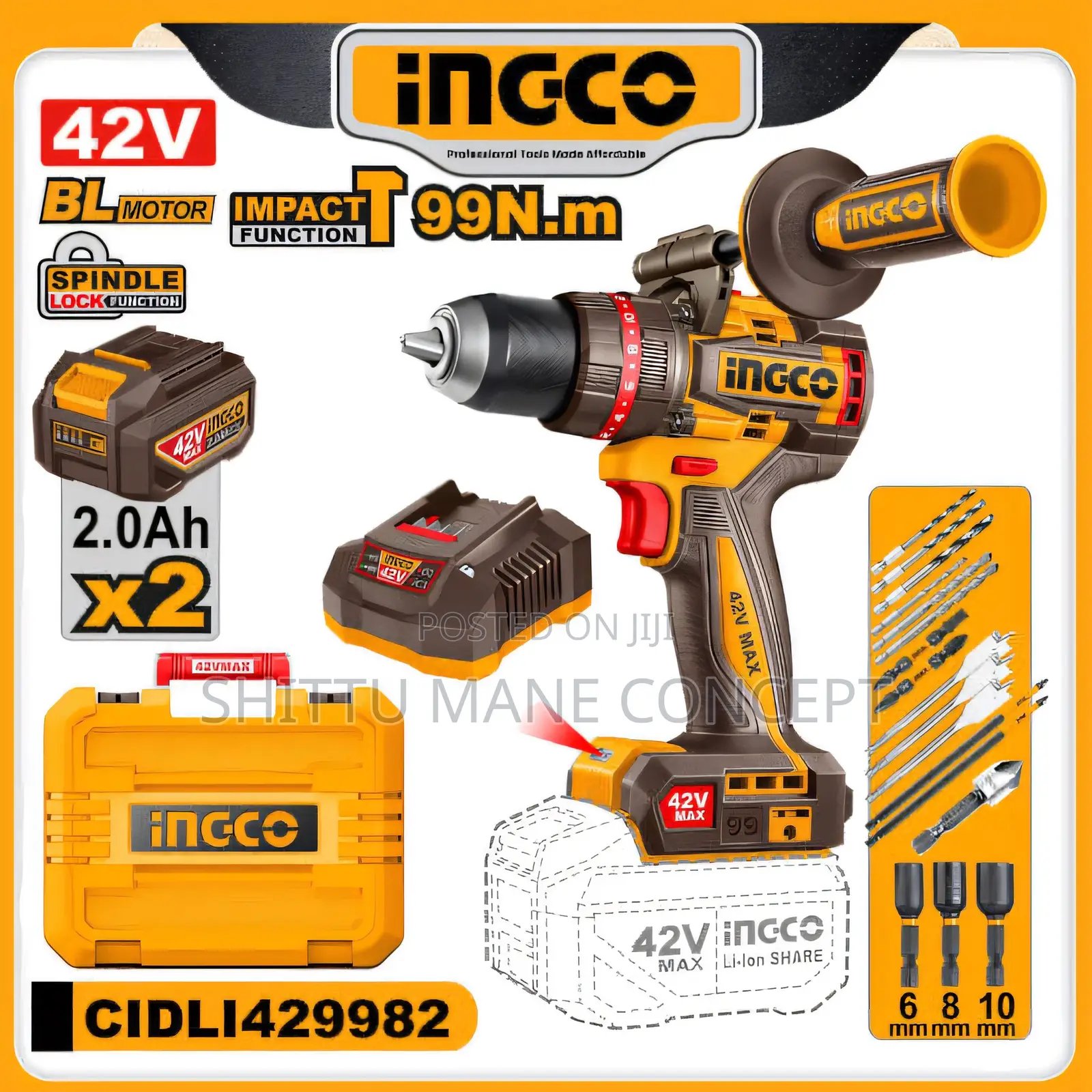 Brushless Impact Cordless Drill 42volt 99n.M