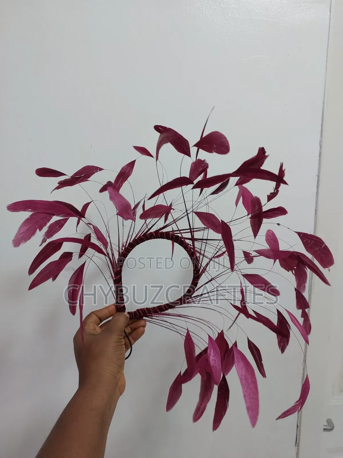 Wine Color Feathery Facinator