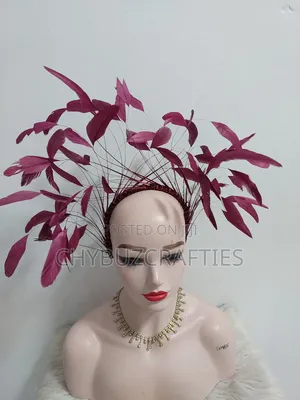 Wine Color Feathery Facinator