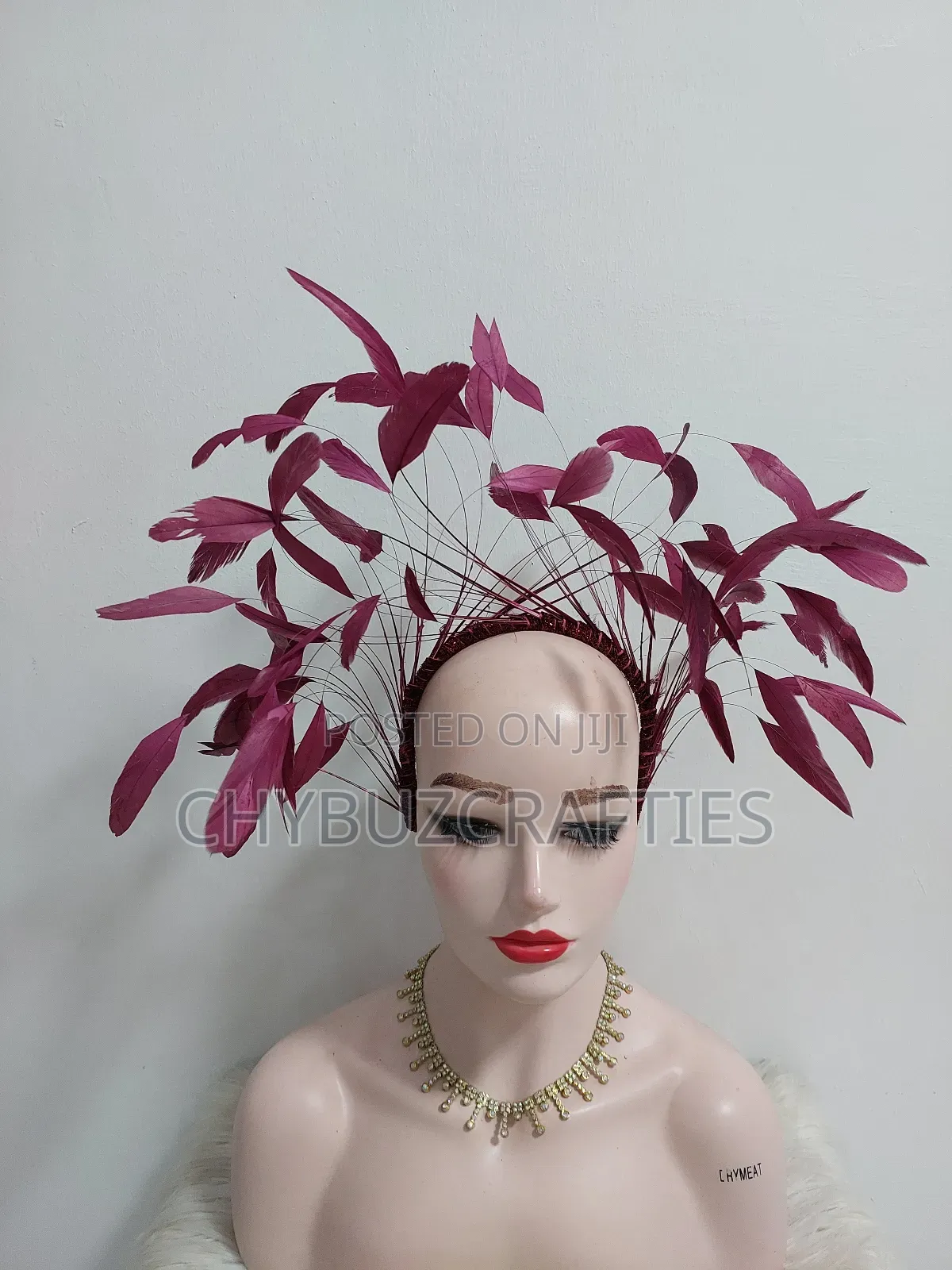 Wine Color Feathery Facinator