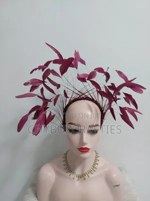 Wine Color Feathery Facinator