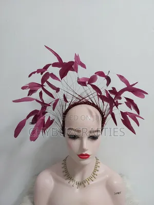 Wine Color Feathery Facinator