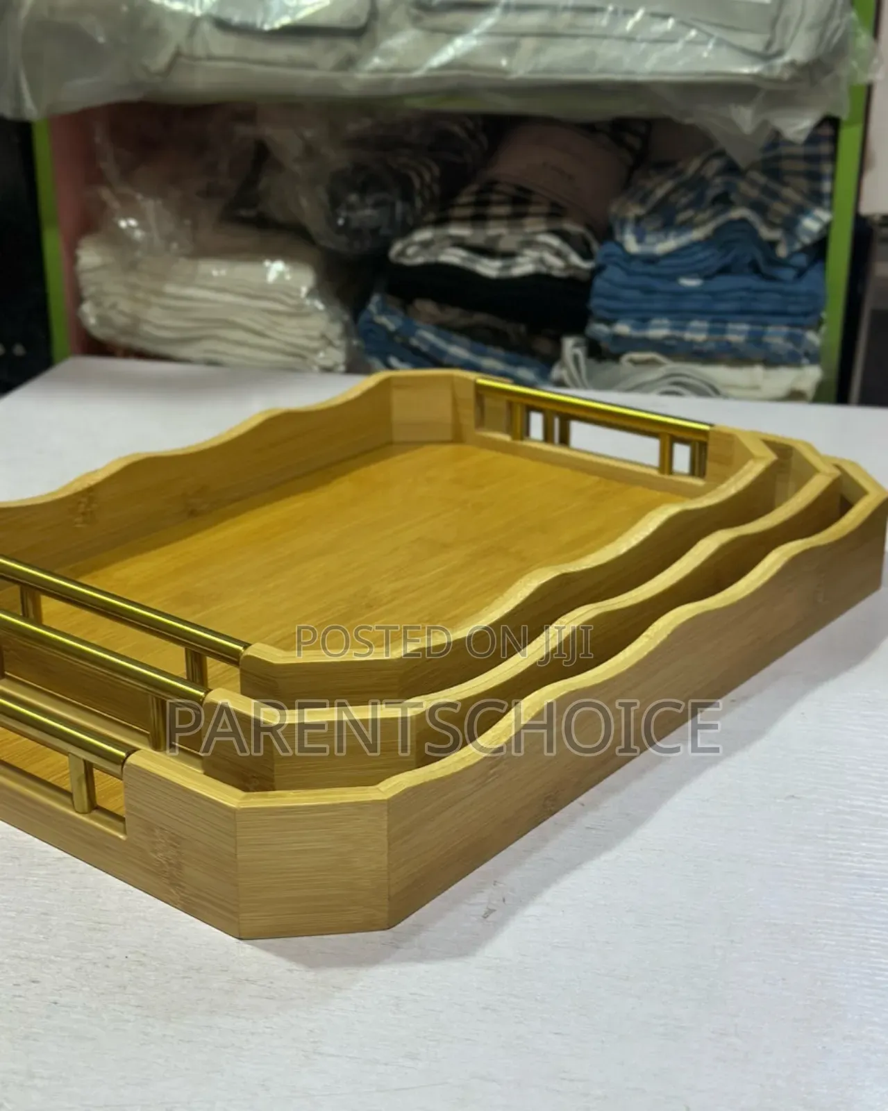 Bamboo Serving Tray With Handles - 3 Sizes