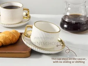 8oz Ceramic 6pcs Coffee Cups, Tea Cup With 6pcs Saucers Set