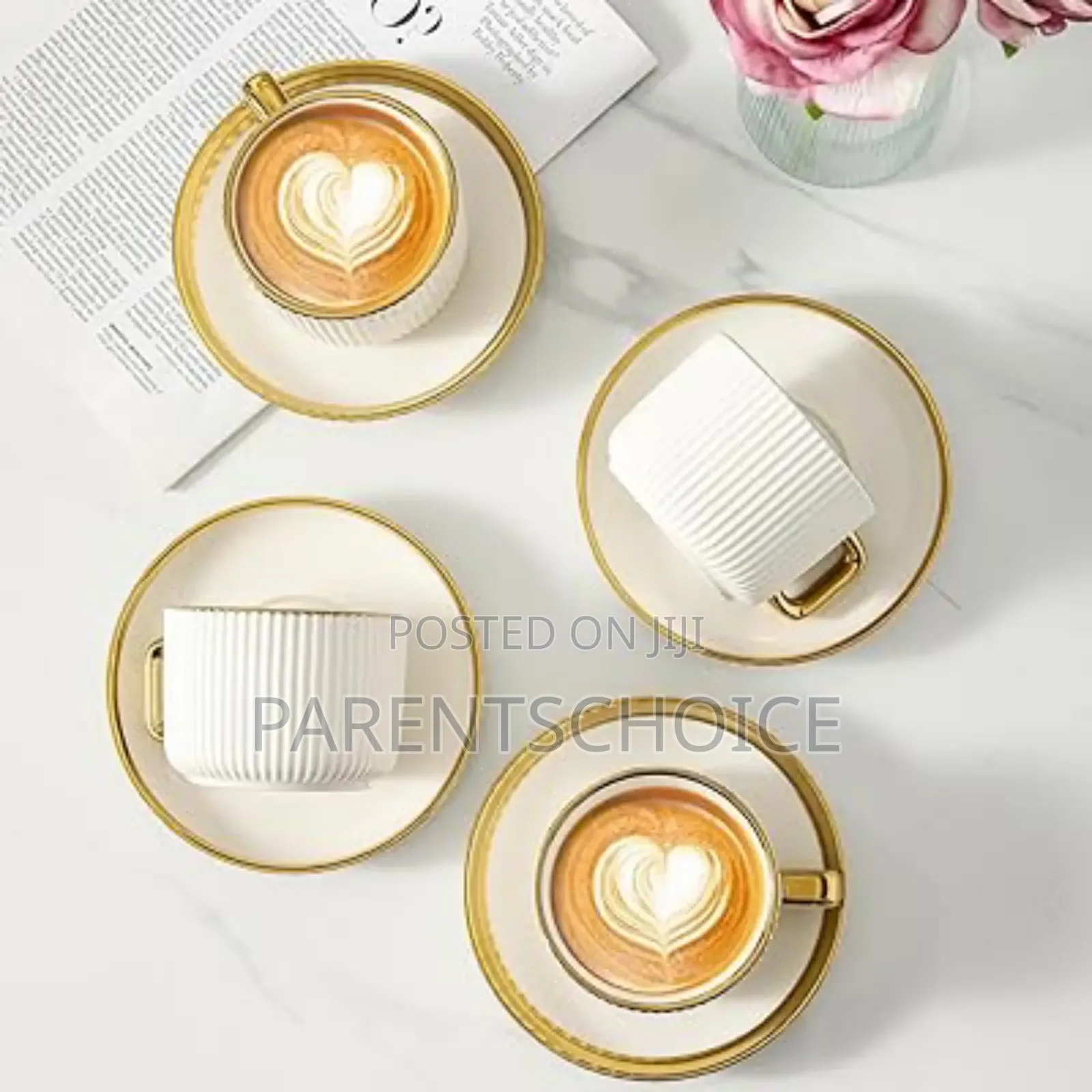 8oz Ceramic 6pcs Coffee Cups, Tea Cup With 6pcs Saucers Set