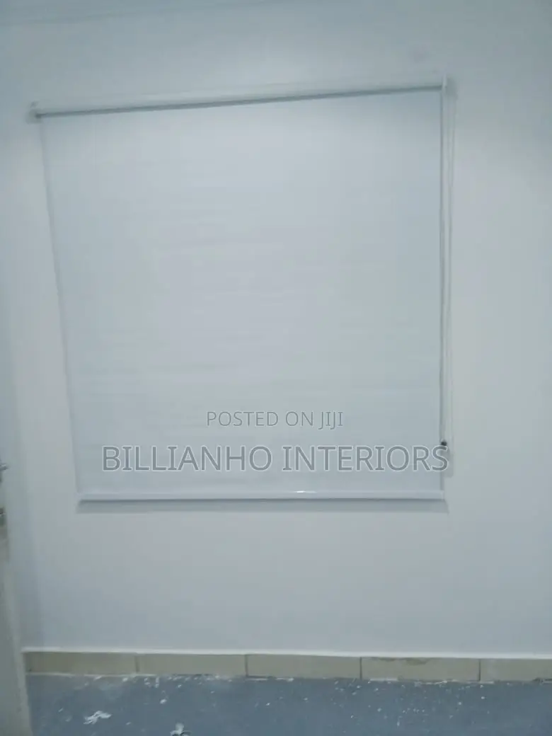 White Open Rail Blackout Roller Blinds