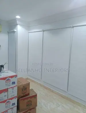 White Open Rail Blackout Roller Blinds