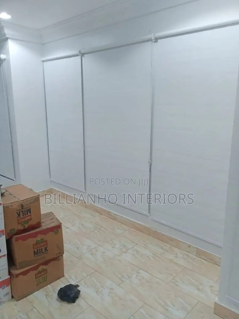 White Open Rail Blackout Roller Blinds