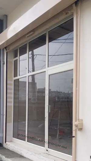 Quality Aluminium Double Entrance Door With Blue Reflective Lagos