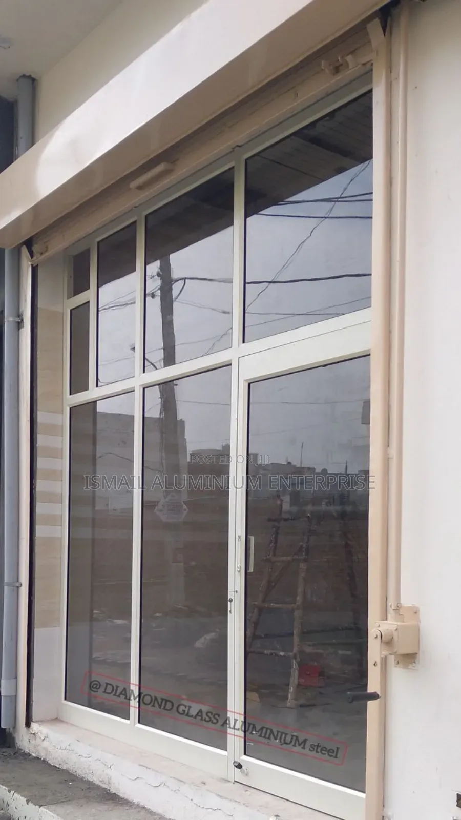 Quality Aluminium Double Entrance Door With Blue Reflective Lagos