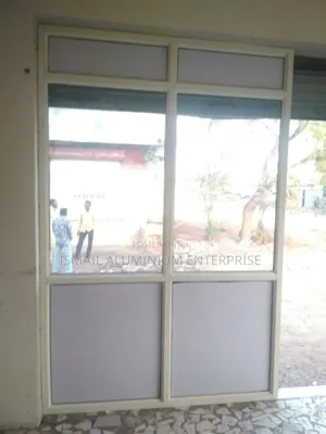 Quality Aluminium Double Entrance Door With Blue Reflective Lagos