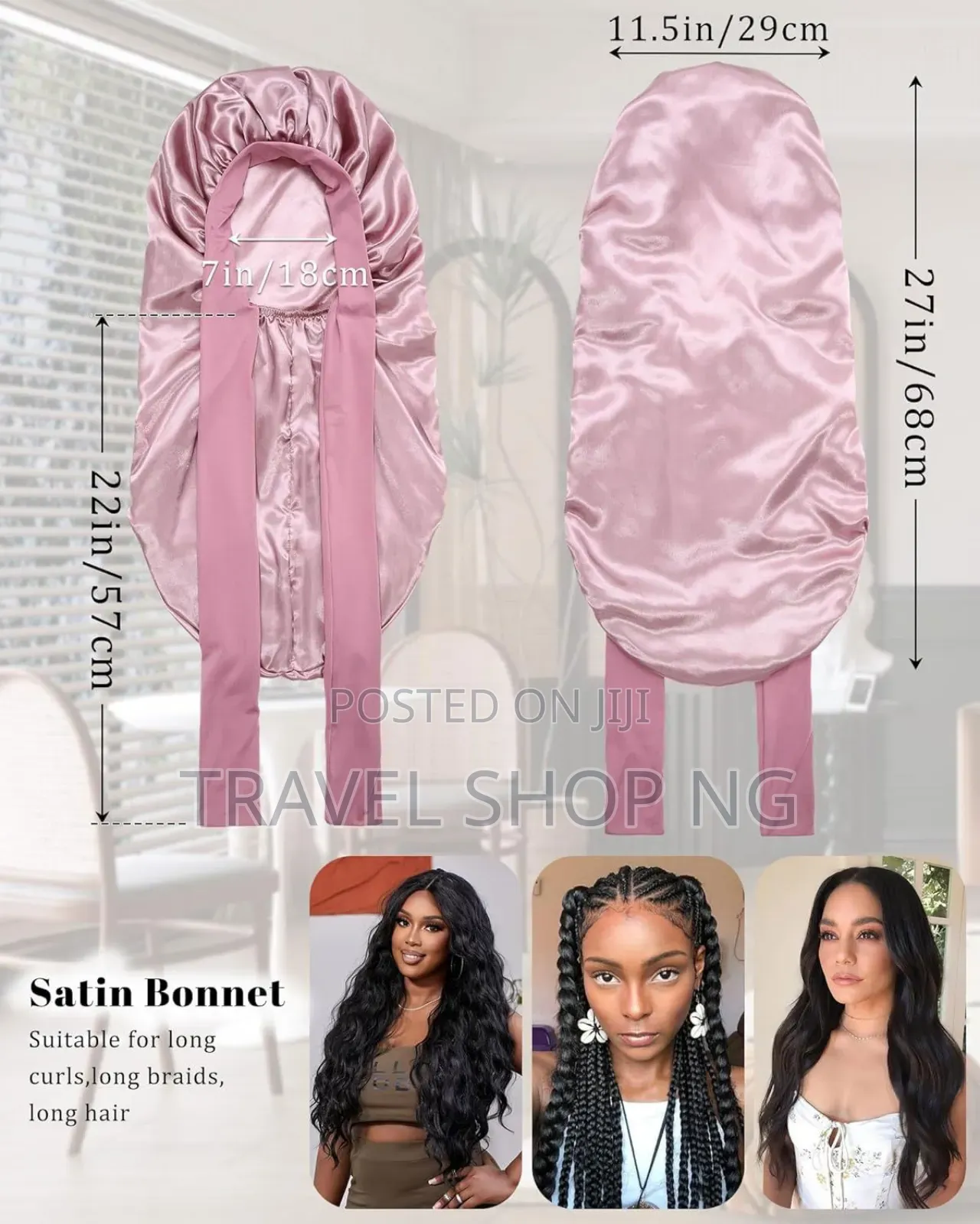 Long Satin Bonnet for Sleeping | Double Layer Hair Bonnet