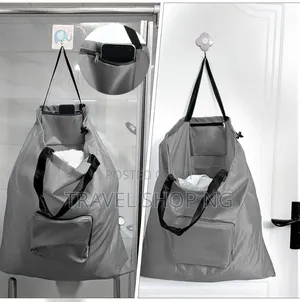 Foldable Travel Laundry Bag With Drawstring And Carabiner
