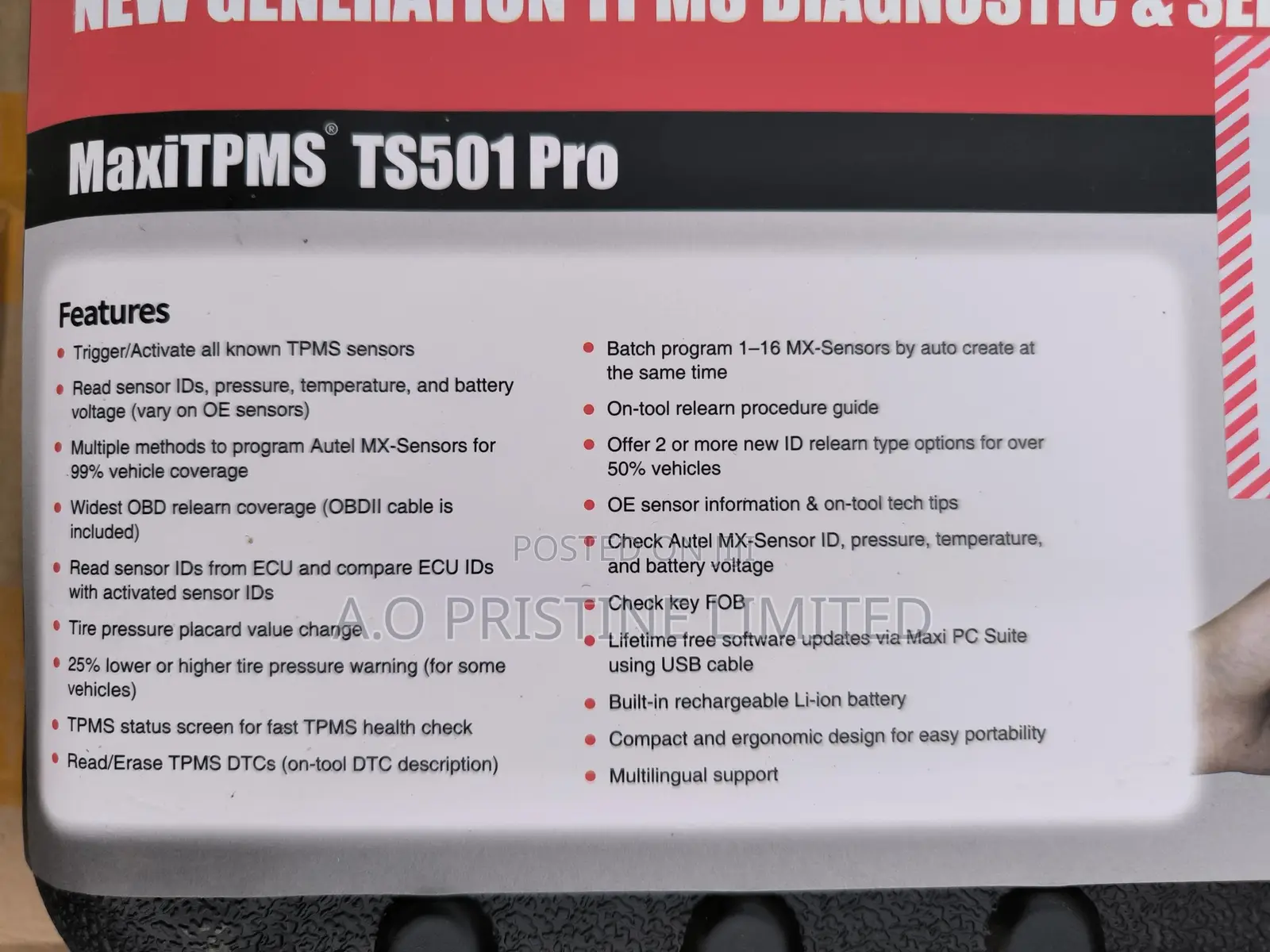Autel Maxitpms Ts501 Pro Car TPMS Programming Relearn Tool