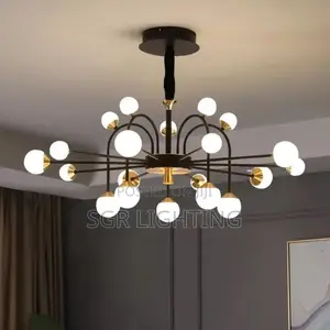 Designer High-End Gold Black Led Chandelier